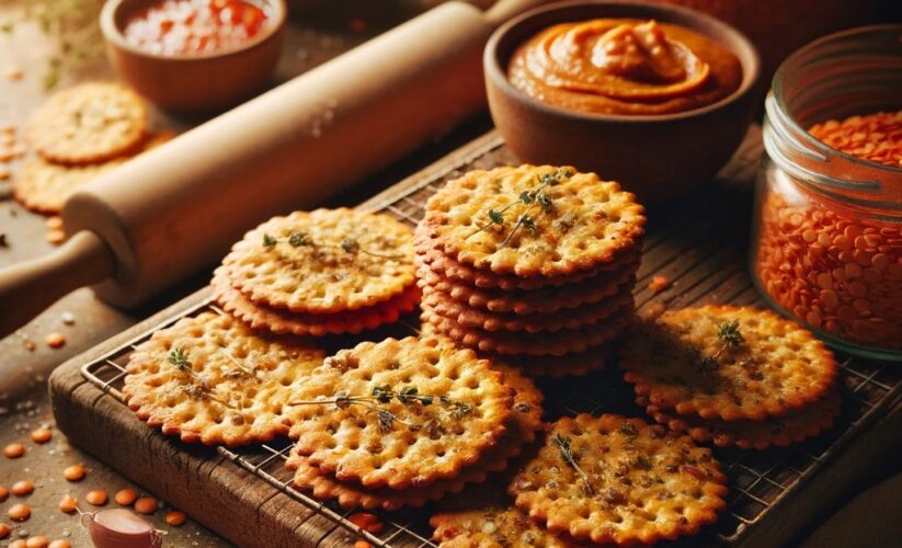 SnackSavy Series | Red Lentil Garlic & Thyme Salty Crackers