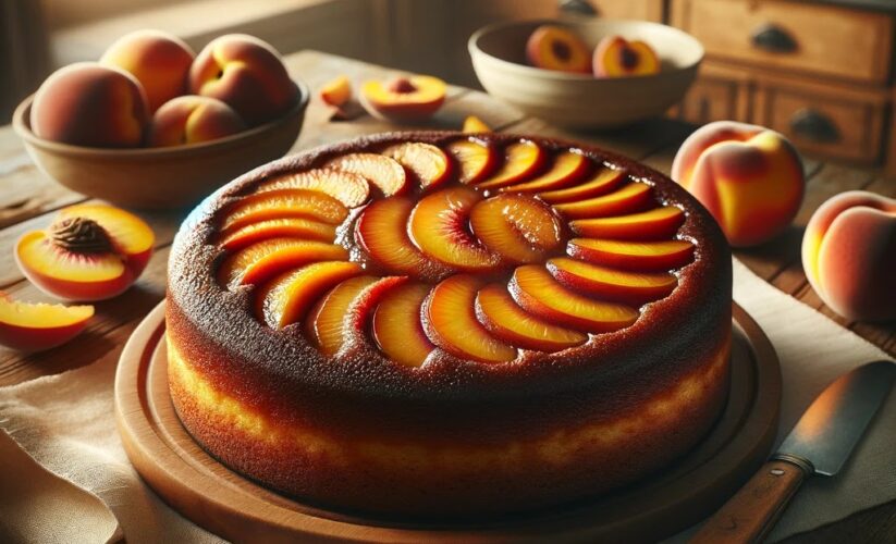 Moist Upside-Down Peach Cake